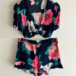 ZARA | Navy Floral 2-Piece Set